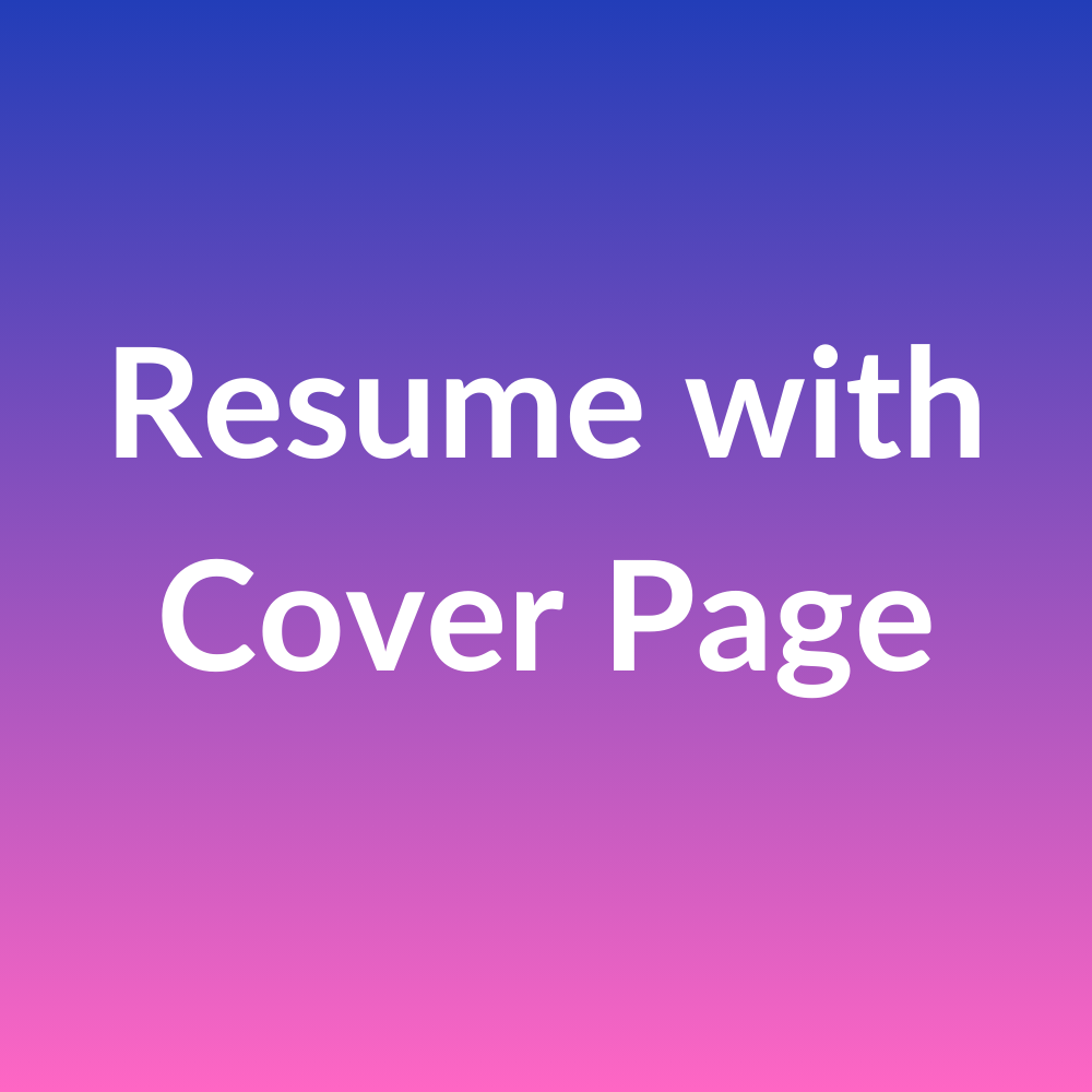 Resume with Cover Page Money - Resume With Cover Page